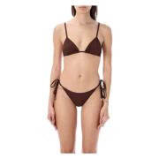 Mørkebrun Ribbet Bikini Badetøj