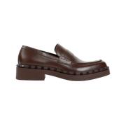 Brun læder Rockstud Loafer