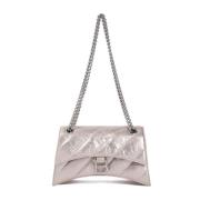 Metallic Chain Stone Beige Handbag