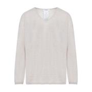Beige Cashmere V-Neck Sweater
