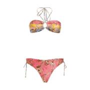 Multifarvet Blomstret Bikini Badetøj