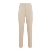 Beige Bomuld Twill Straight Leg Bukser