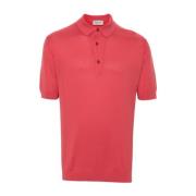 Koral Pink Strikket Poloshirt
