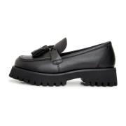 Sorte Platform Loafers med Tassel Detaljer