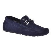 Loafer in dark blue perforated suede