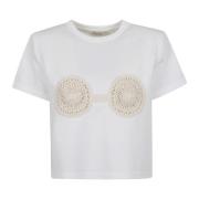 Daisy Crochet White T-Shirt