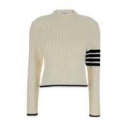 Hvid Crewneck Sweater 4-Bar Detalje