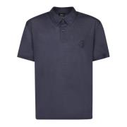 Blå Uld Polo Skjorte Kort Ærme