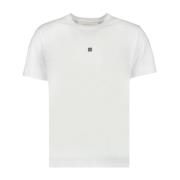 Hvid 4G Logo Broderet T-shirt