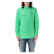 Grøn Linen Custom Fit Skjorte