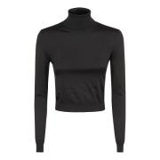 Sort Turtleneck Strik Top