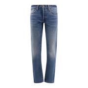 Blå Slim Fit Jeans med knaplukning