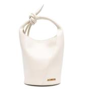 Hvid Mini Knotted Bucket Taske