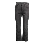 Broderede bomuld jeans med kontrastdetaljer