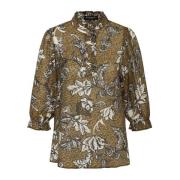 Brun Blomsterprint Bluse Dusclebbmorea