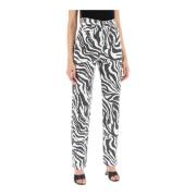 Zebra Print Straight Leg Jeans
