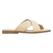 Kvinders Beige Slide Sandaler lavet af Ægte Læder ER00113392