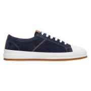 Herre Navy Blå Lav-Top Sneakers lavet af Ægte Italiensk Velour ER00114...