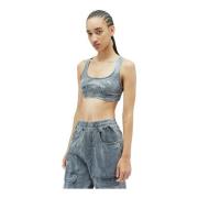 Paillet Denim Crop Top