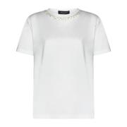 Hvid Perlebesat Crew Neck T-shirts