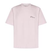 Lys Pink Bomuld T-shirt med Logo Print