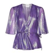 Metallic Lilla V-Hals Top