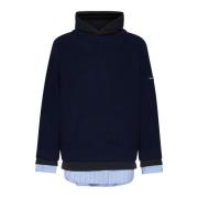 Blå Sweaters med Hvid/Blå Detalje