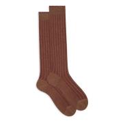 Beige Wide-Rib Cotton Socks