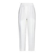 Naturlige Cropped Bukser Hvid Blå