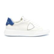 Hvide Læder Sneakers med Blå Detalje