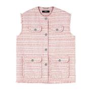 Hvid Rosa Tweed Frynsevest