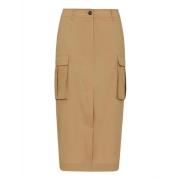 Cargo Midi Nederdel Beige Bomuld