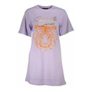 Lilla Logo Print Rund Hals T-Shirt