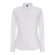 Hvid Langærmet Stretch Bomuld Skjorte