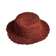 Håndlavet Raffia Hat med Bomuldsbånd
