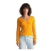 Twisted Cotton V-Neck Sweater