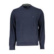 Blå Broderet Crew Neck Sweater