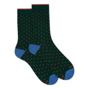 Grønne prikkede bomuldskorte sokker