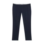 Marineblå Slim Fit Dobbelt Twisted Bomuld Chinos