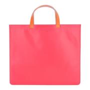 Pink Yellow Super Fluo Læder Tote Taske