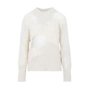 Hvid Uldblanding Sweater Distressed