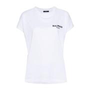 Hvid Bomuld Jersey Crew Neck T-shirt
