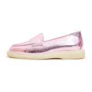 Metallic Pink Loafers med Chunky Sole