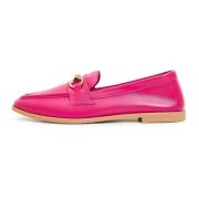 Moderne Læder Loafers - Fuchsia