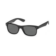 Sorte plastik solbriller med grå linser