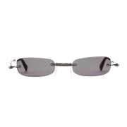 Sorte ovale solbriller med grå linse