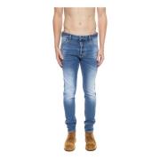 Blå Distressed Skinny Jeans