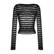 Multifarvet Sheer Stripe Casual Sweatshirt