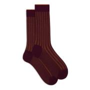 Burgundy Wide-Rib Cotton Socks