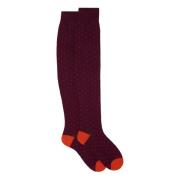 Burgundy Polka Dot Knee-High Socks